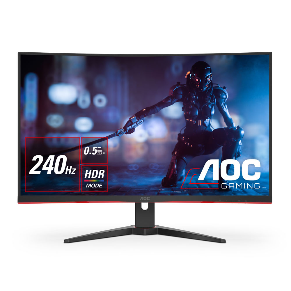 AOC ゲーミング液晶ディスプレイ(31.5型/曲面型/VA/FullHD 1920×1080/240Hz/0.5ms/HDMI2.0/DP1.2/VESA/3年保証)(ブラック) C32G2ZE1