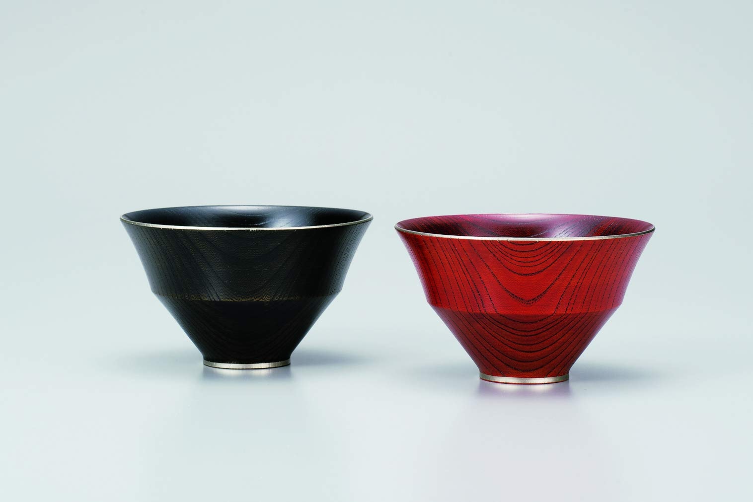 欅夫婦椀 凛 黒・赤 直径12.3cm 木製の器 黒拭漆 赤拭漆 34-1715