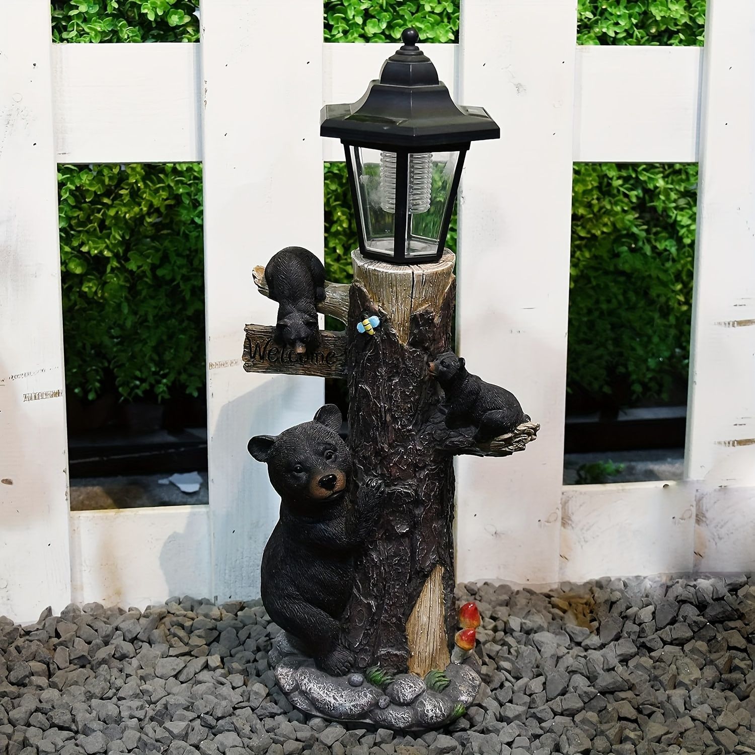 ガーデンライト ソーラーライト ガーデニング クマ くま ウェルカムボード 玄関 オシャレ 可愛い 屋外 インテリア 庭ty140