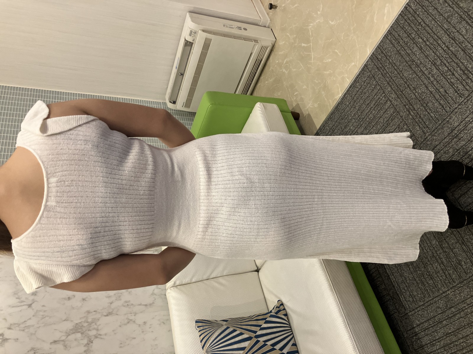 SNIDEL HOME ニットワンピース＆カーディガン セット アイボリー リブニット ロング丈