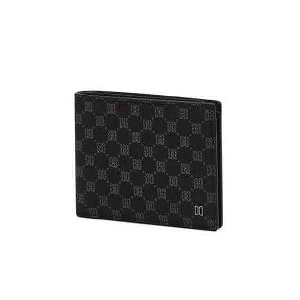 DBWA6E126BK [LOUIS PVC][ルイス PVC] ブラックレザーロゴ DD パターンスリム二つ折り財布