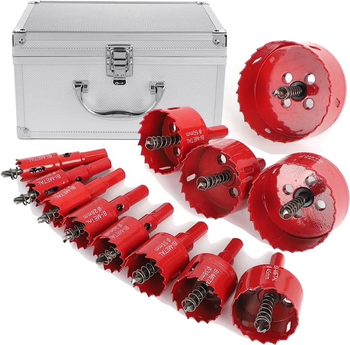 バイメタル ホールソー ホルソー セット 穴あけ 切削 木工 工具 工具ケース付き 12点セット(12点セット)