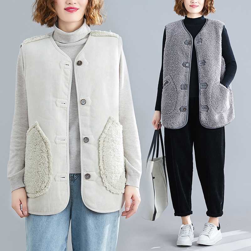 「ファットガール」 2024秋今週の割引は 25% オフです冬新品 リバーシブル ラムズウール ベスト 両面で着られる 大きいサイズ 体型ーカバー レディース ニットベスト カーディガン アウター メ 4,726円