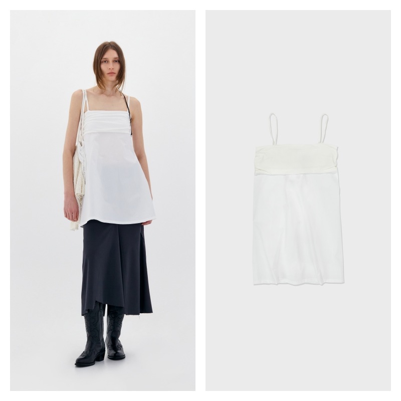 【LOW CLASSIC】 COTTON SLEEVELESS TOP : WHITE