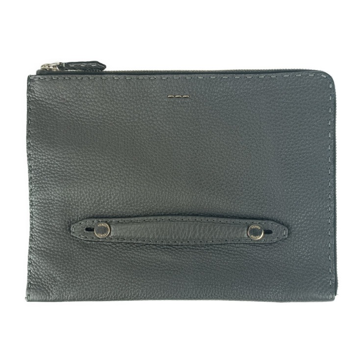 クラッチバッグ セレリア 7M0225 グレー系 シルバー金具 レザー メンズ セカンドバッグ ポーチ Ｌ字ファスナー【本物保証】