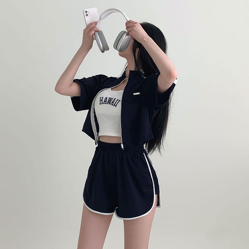韓国の女性ファッション / ペンダント配色ショートパンツトレーニングセット op1248 4,715円