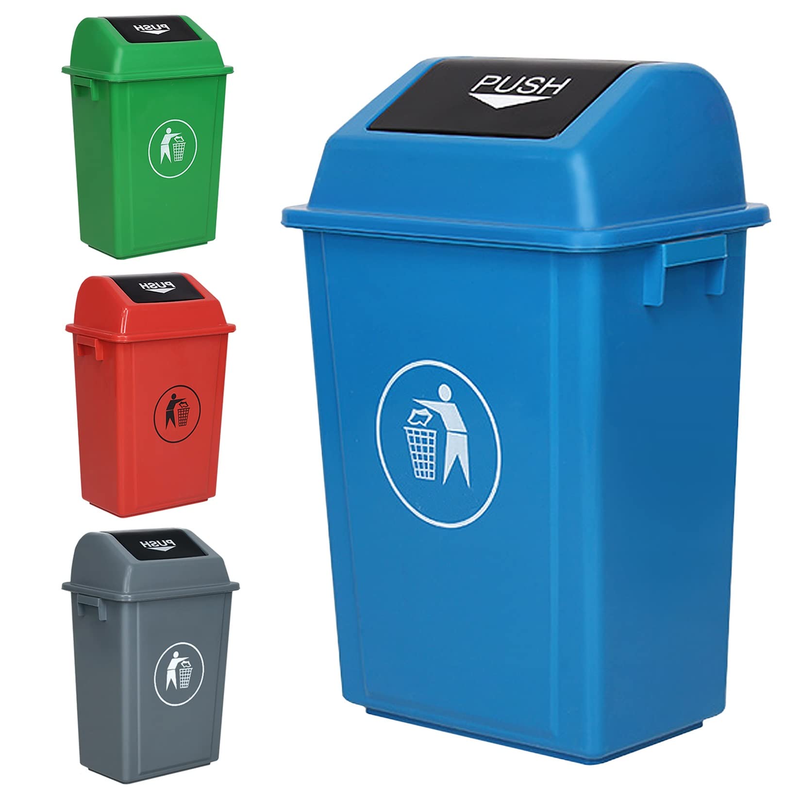 住宅 ホテル 商業用 ゴミ箱 屋内/屋外のゴミ箱缶 60L 家庭用ゴミ箱プラスチックフリップトップゴミ箱 廃棄物リサイクル容器携帯用キッチンゴミ箱 大容量 ごみ箱 取り外し可能 たるぶた分離