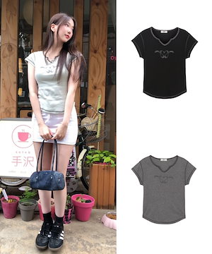 Tシャツ・カットソー ILLIGO lace heart dot t-shirt 5BMR0218 Qoo10 ILLIGO LACE HEART DOT ドット 半