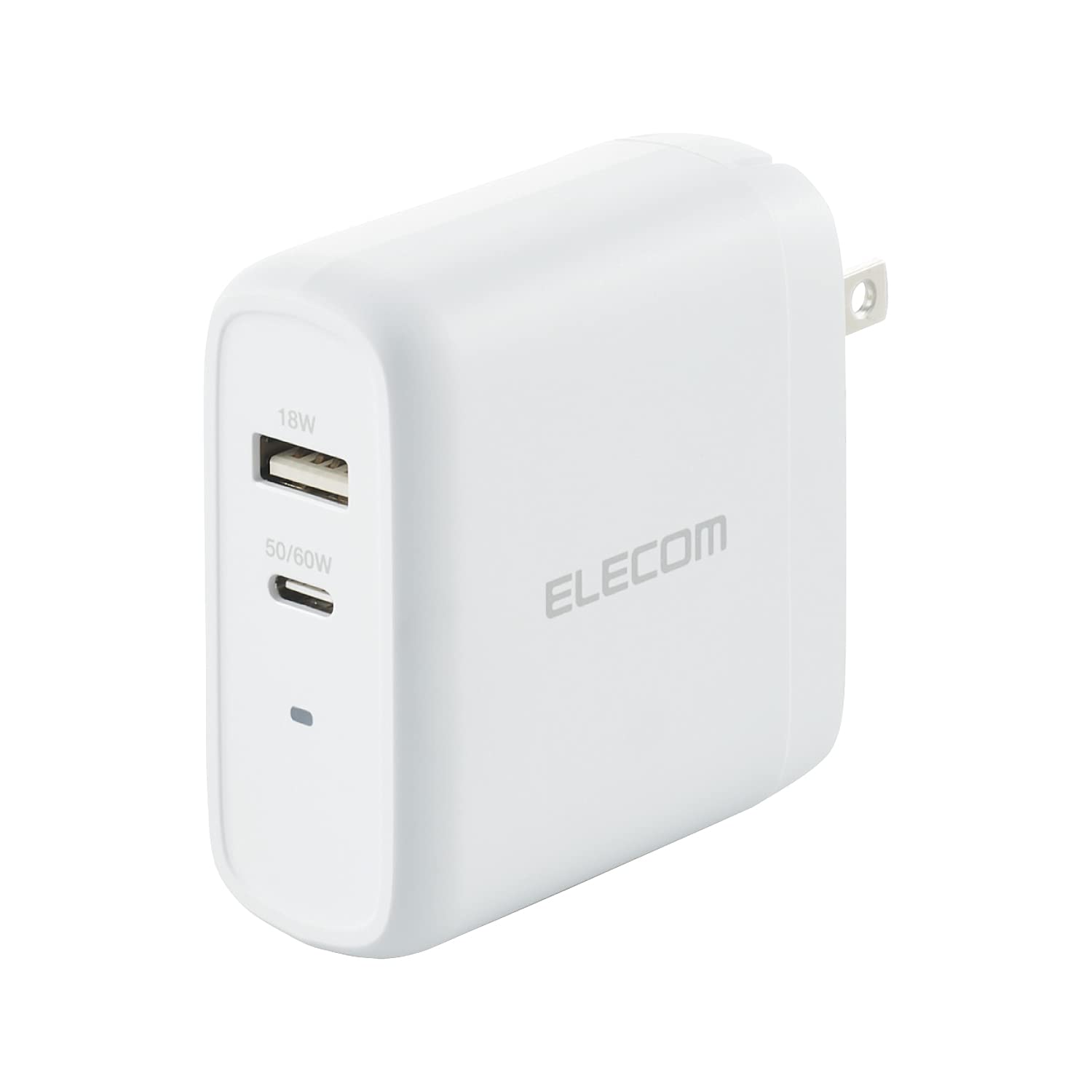 エレコム 充電器 Type-C USB-C 最大68W USB PD対応 2ポート Type-C USB-A スイングプラグ ホワイト 【Macbook/ノートPC/i Phone15など対応】EC-