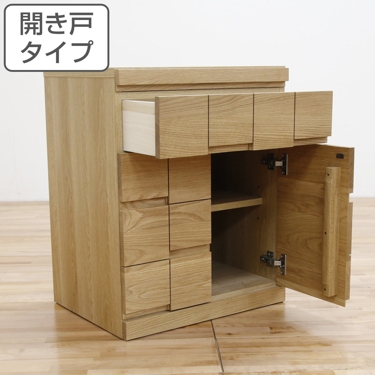 仏壇キャビネット 開き戸 ホワイトオーク 日本製 ARK 約幅59cm 仏壇台 スライド棚 引き出し 扉 収納 天然木 コンパクト 収納棚 リビング仏壇 キャビネット 無垢 桐 開梱設置