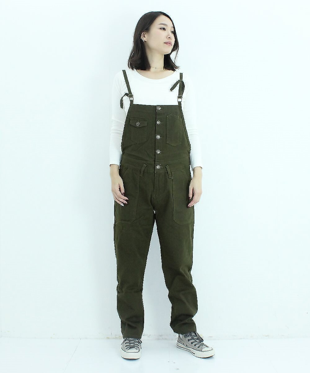 ［送料無料/即納］ツイルステッチサロペットパンツ オーバーオール サロペット オールインワン ストレッチ 伸縮 伸び ゆったり リラックス 　夏服