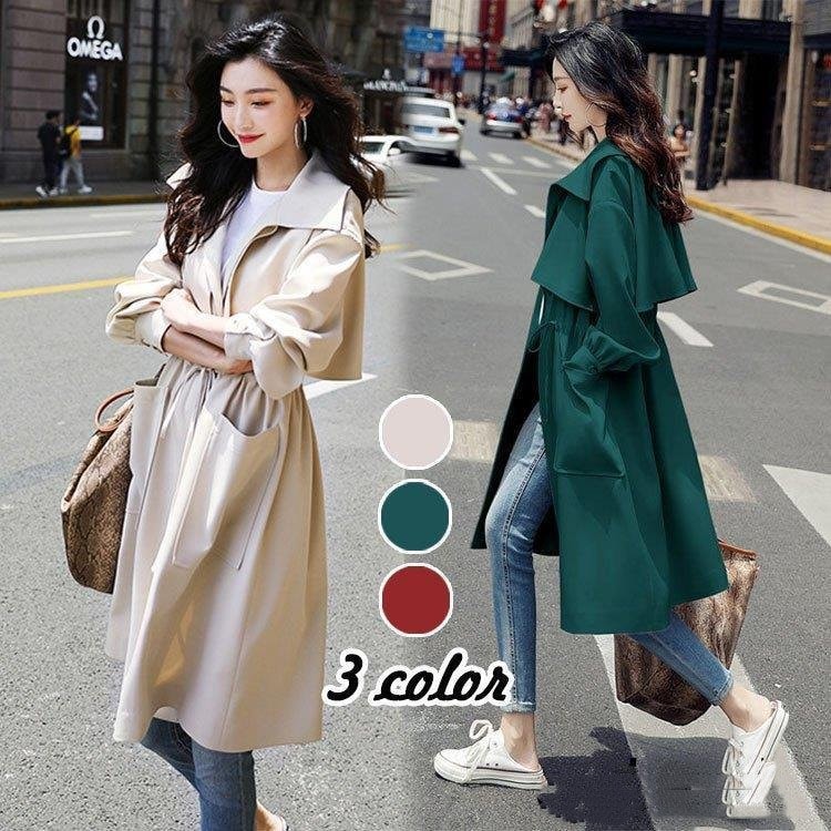 トレンチコート スプリングコート トレンチジャケット レディース 春秋 オシャレ ベルト スプリング ダスターコート カジュアルウエア 着痩せ 韓国風 通勤