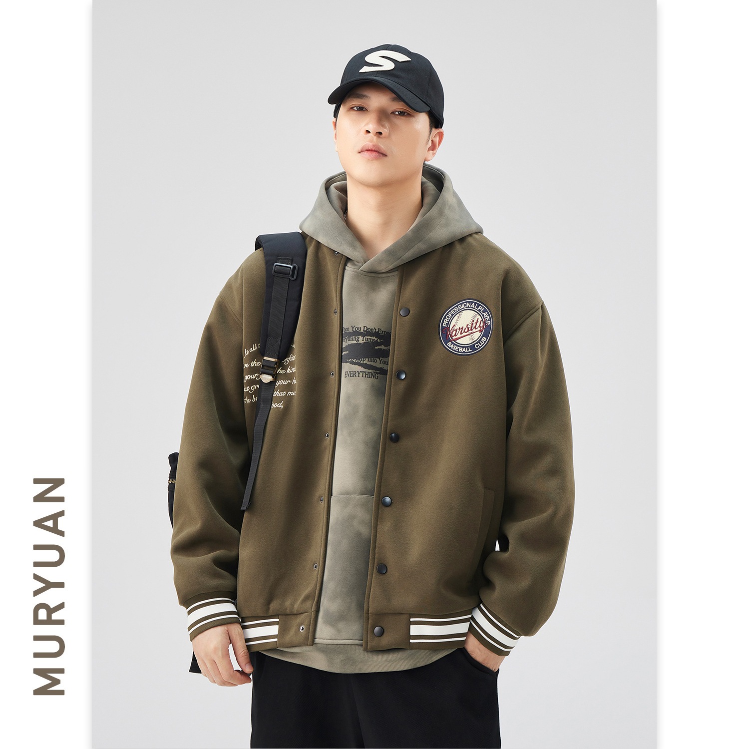 秋新作アメリカンファッションブランドスタジャンメンズレトロ刺繍スタンドカラースポーツジャケット