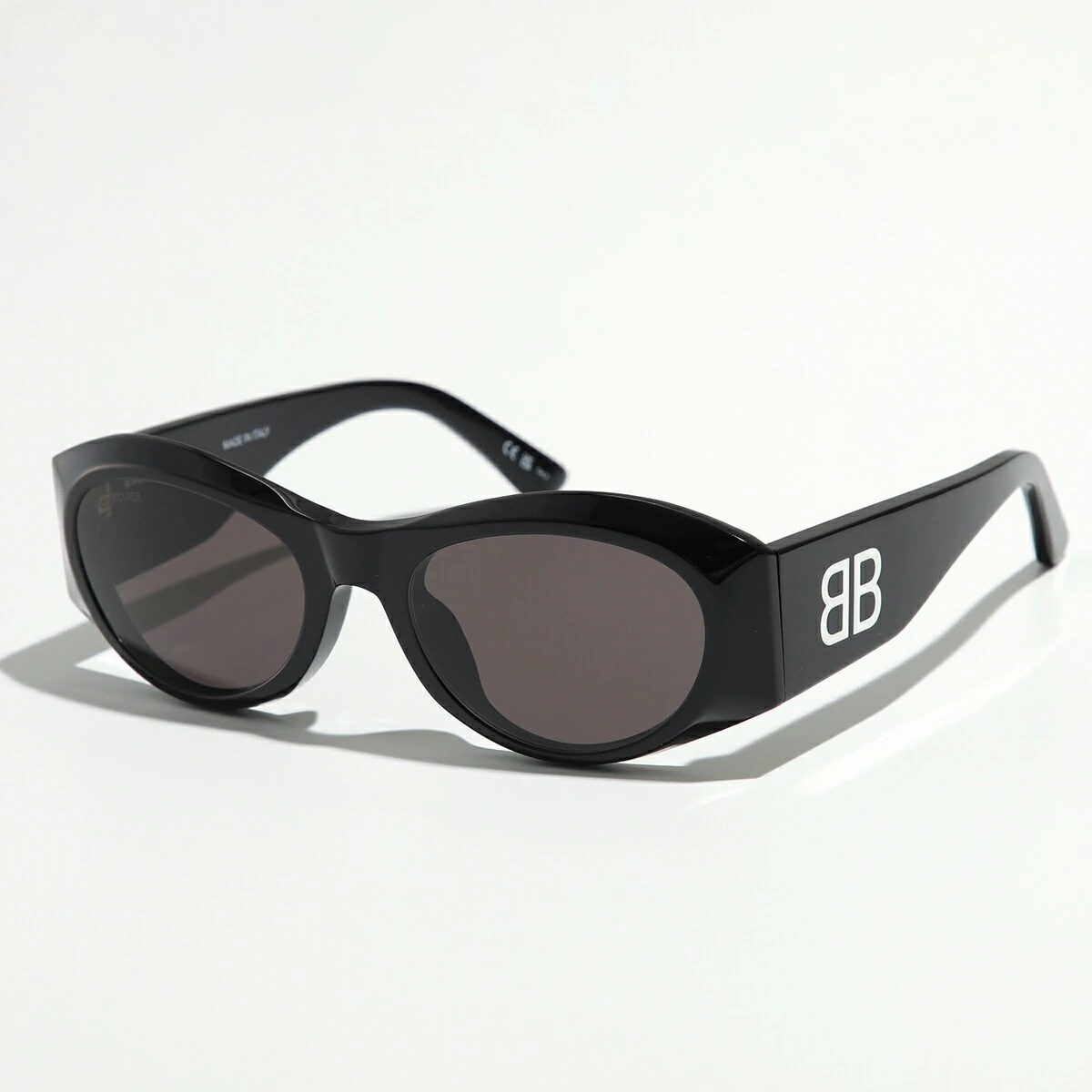 BALENCIAGA バレンシアガ サングラス BB0396SK レディース メンズ オーバル型 フルリム セルフレーム ロゴ アイウェア 001/BLACK-BLACK-GREY