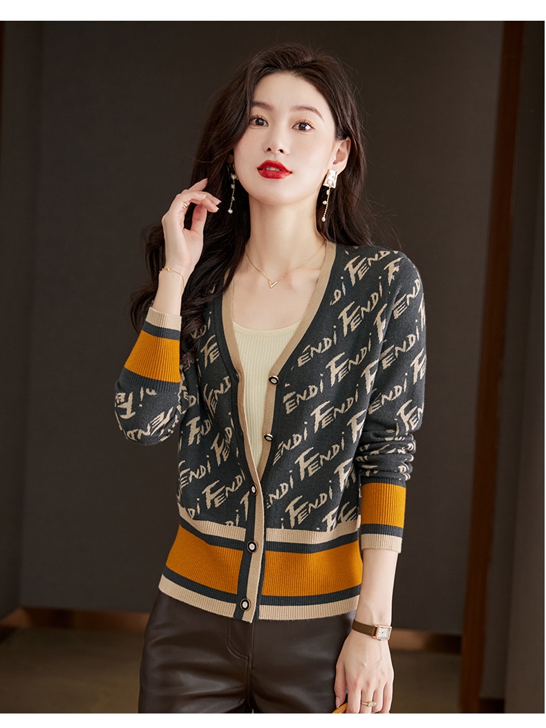 秋 レディース カジュアル ウール カーディガン V ネック デザイン ファッション スリム ニット トップ M L XL XXL トップス 袖あり かわいい 大人可愛い きれいめ シンプル 7,957円