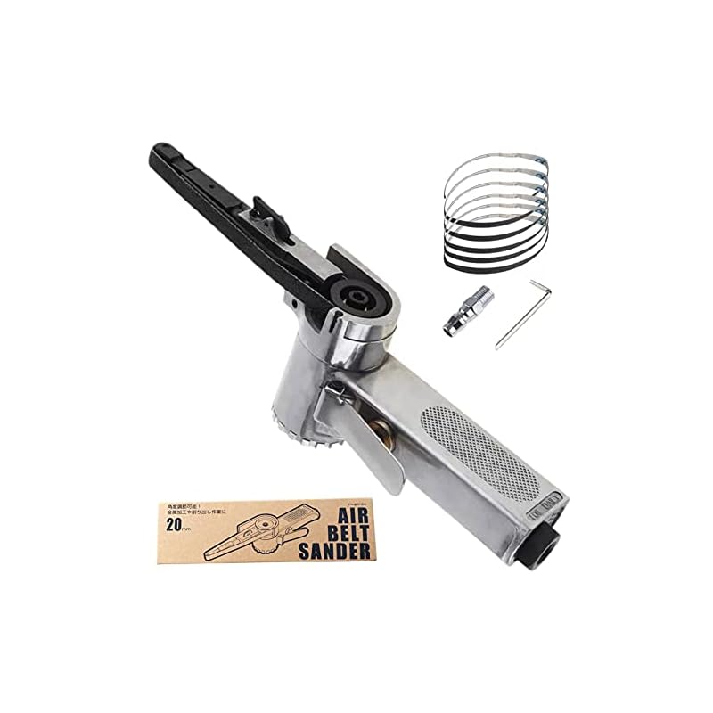 ベルトサンダー エアーベルトサンダー 20ｍｍ 専用ケース付属 サンダー 研磨 ヤスリ やすり エアーツール 回転式 錆落とし 研削 エアー工具 替えベルト6本付属 日本語説明書付き (20mm)