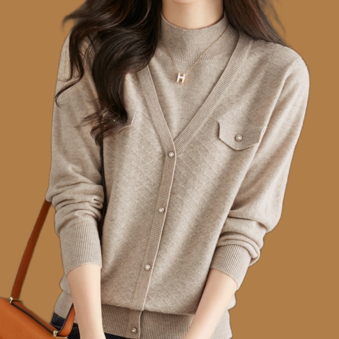 トップス ニットソー セーター カーディガン ショート ショート丈 袖あり 長袖 ハイネック タートルネック スリム タイト 細身 スマート 編み込み キルティング ニット 厚手 きれいめ 上品