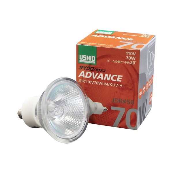 （まとめ） ウシオライティング ダイクロハロゲンアドバンス 70W 中角 E11口金 ミラー付 JDR110V70WLM／KUV-H 1個 5セット
