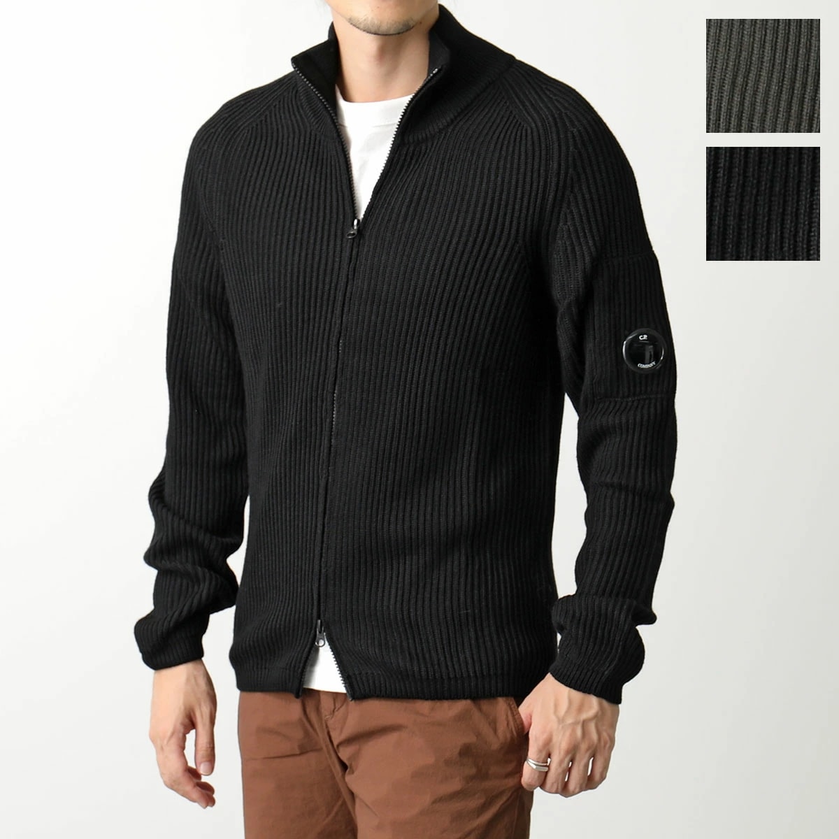 C.P.COMPANY シーピーカンパニー ジャケット 15CMKN268A 6595A メンズ ウールブレンド ニット ジップアップ リブ カラー2色
