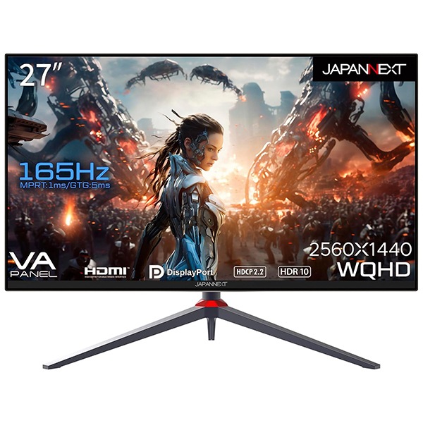 JAPANNEXT ゲーミング液晶ディスプレイ 27型/2560×1440/DP×1HDMI×2/ブラック/スピーカー:有/1年保証