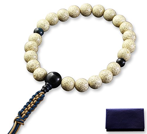 京仏壇はやし 数珠 編み紐房 星月菩提樹 青虎目石仕立て (男性用) 浄土真宗 本願寺 [ ホークスアイ ] 【 数珠袋セット 】 M-092 京都 念珠