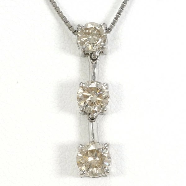 K18 18金 WG ネックレス ブラウンダイヤ 1.01 SI～Iクラス 鑑別書 中古