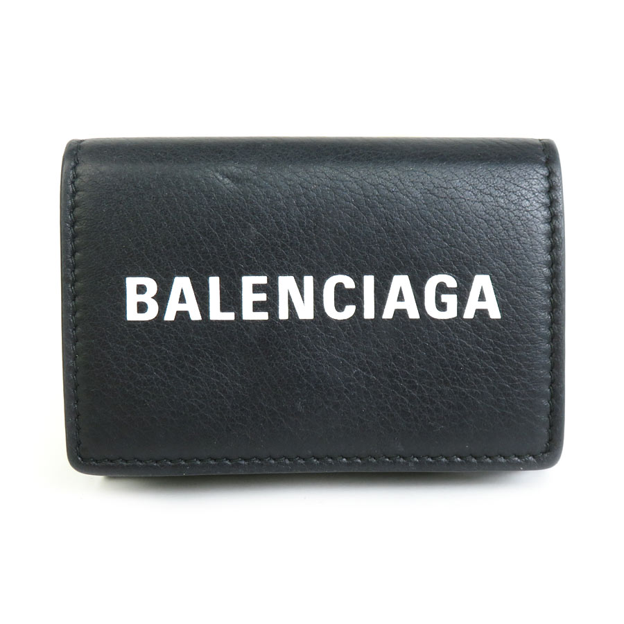 バレンシアガ BALENCIAGA 三つ折り財布 レザー ブラック ユニセックス h29402f