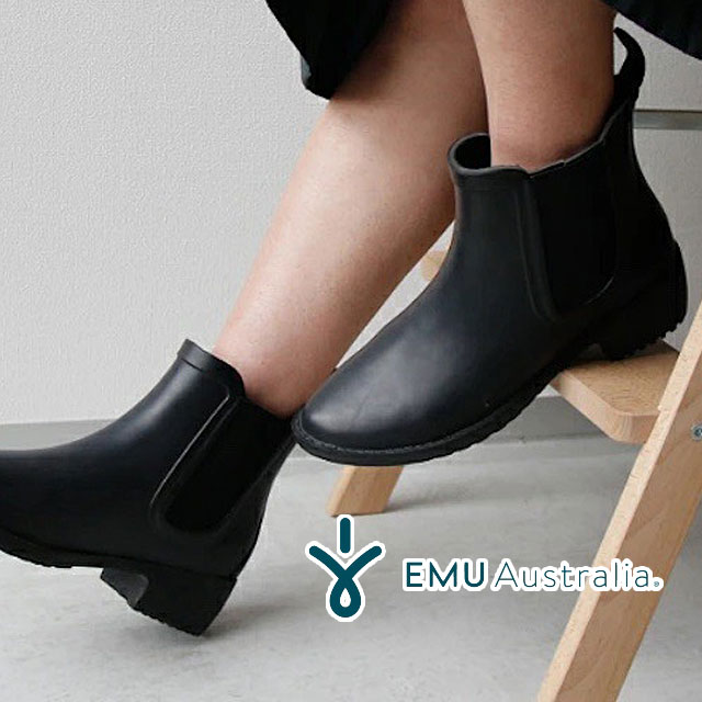 エミュ オーストラリア レディース グレイソン レインブーツ 雪 サイドゴアブーツ 雨 ラバーブーツ ボア 長靴 黒 スノーシューズ 歩きやすい レインシューズ 2way ブラック W12402 4.