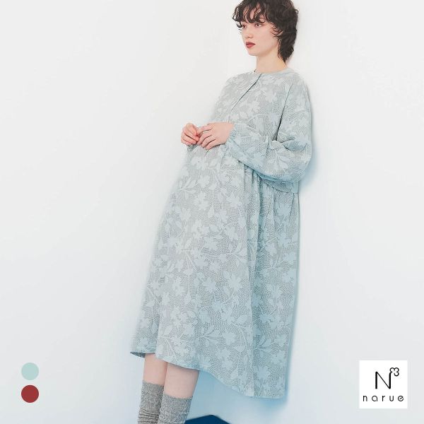 ナルエー パジャマ シュークリームガーセRフラワーステッチワンピース ワンピース ルームウェア レデ