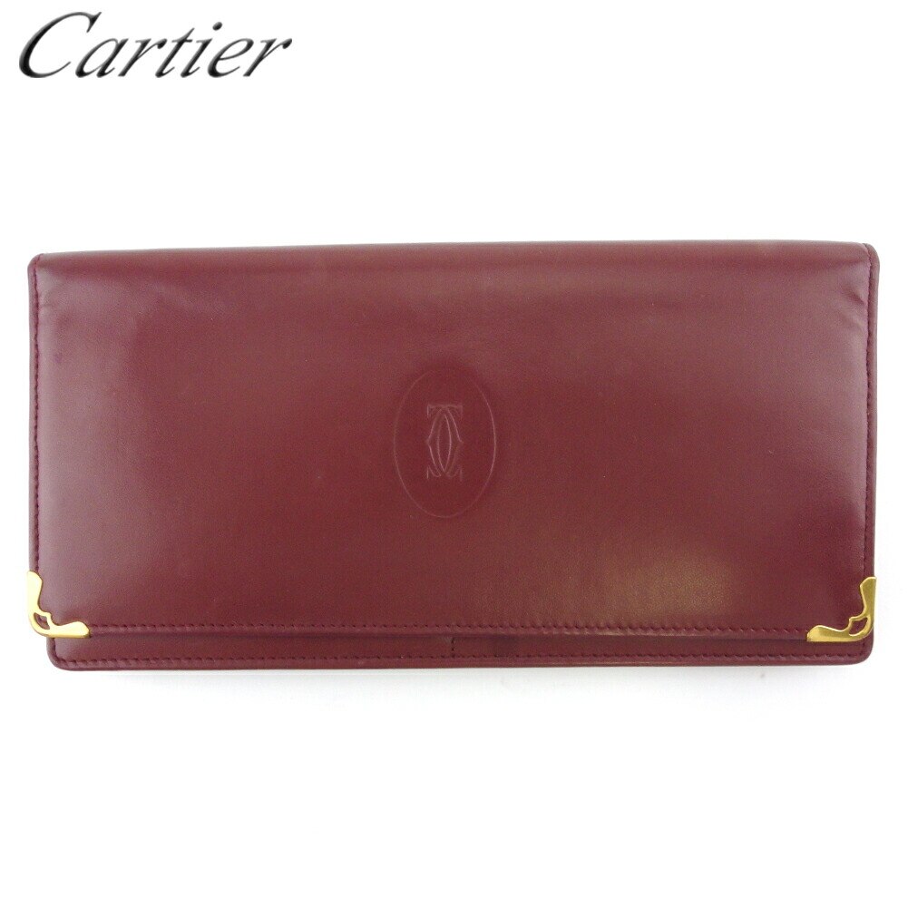 長財布 ファスナー付き 財布 マストライン レディース メンズ ボルドー ゴールド 中古