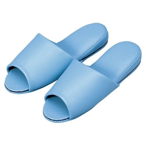 オーミケンシ 抗菌レザー調スリッパ前開10足ブルー 10835356 （10P） 00069856