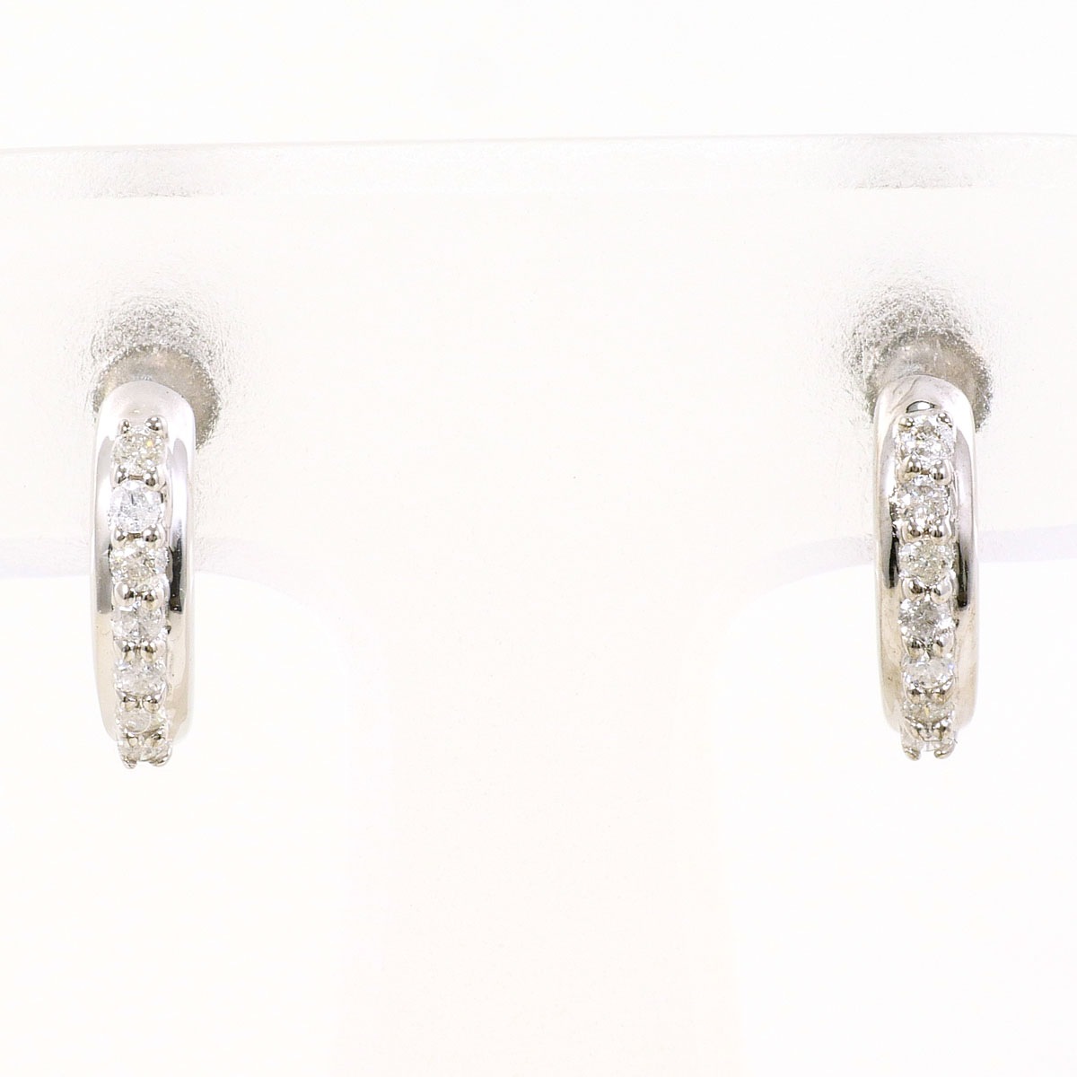 K14 14金 WG ホワイトゴールド イヤリング ダイヤモンド 0.10 ct 総重量約2.0g 中古