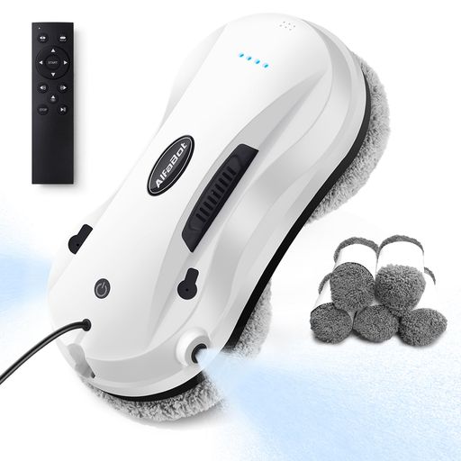 ALFABOT 窓拭きロボット 窓掃除ロボット 双方向自動スプレー付き 窓用 50ML 水タンク付き 強力吸引 高層 屋内/屋外の高層窓用スマート窓掃除機 リモコン付き