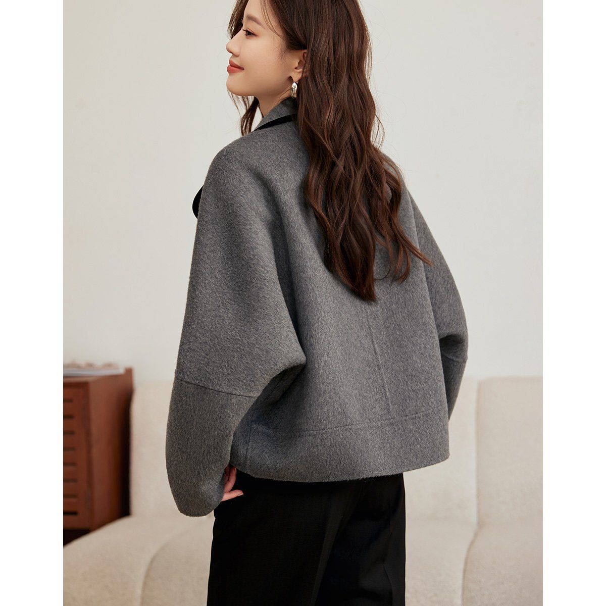 ジャケット 秋と冬 薄手 ダブルブレスト パッチワーク ツイード コート30%までに制限