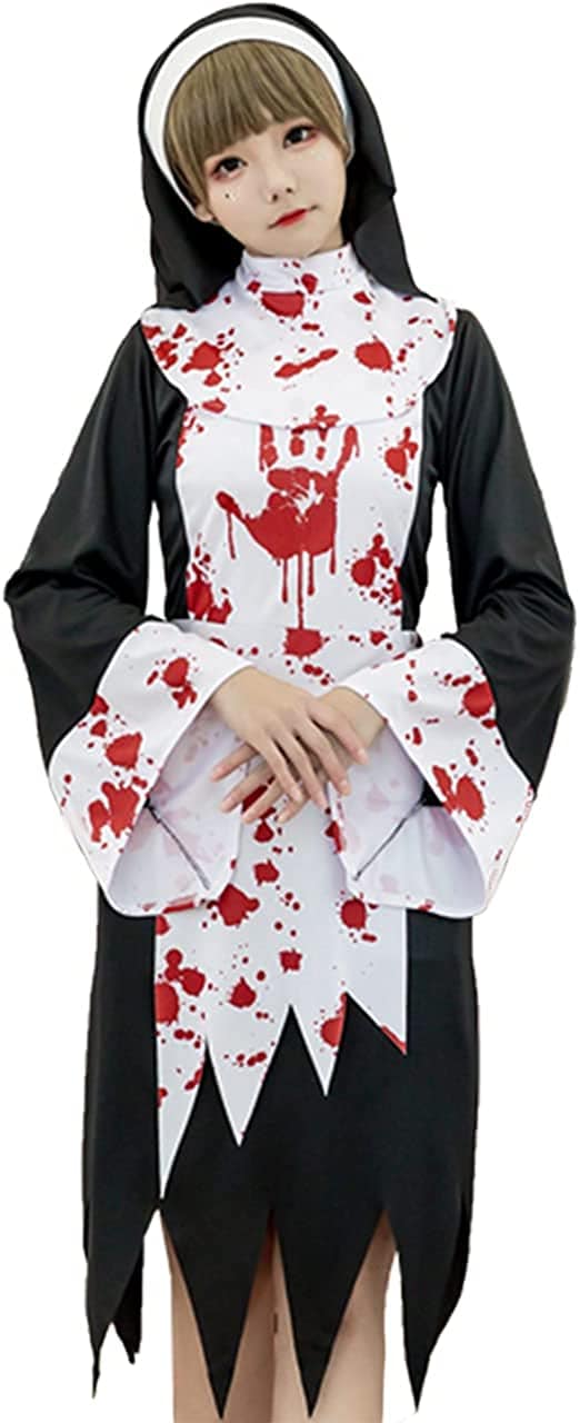 ハロウィン コスプレ ワンピース ゴシック 教会 修道女 ゾンビ シスター ナース