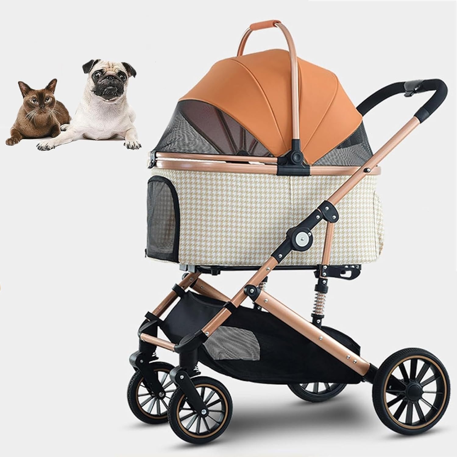 MamyPets ペットカート 犬 バギー 耐荷重25KG 組み立て簡単 犬用カート 多頭 ペットバギー 対面式 分離型 2way 折りたたみ アルミ製 ペットキャリーカート 飛び出し防止リード