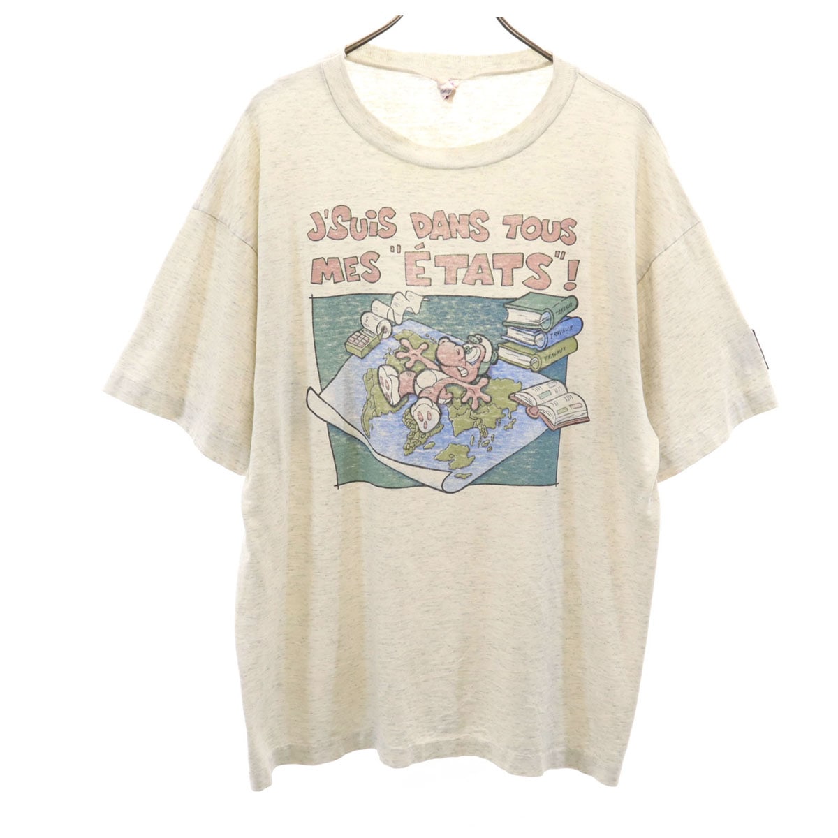 HUMEUR DESIGN 90s カナダ製 オールド メッセージ プリント 半袖 Tシャツ XL グレー シングルステッチ メンズ 古着