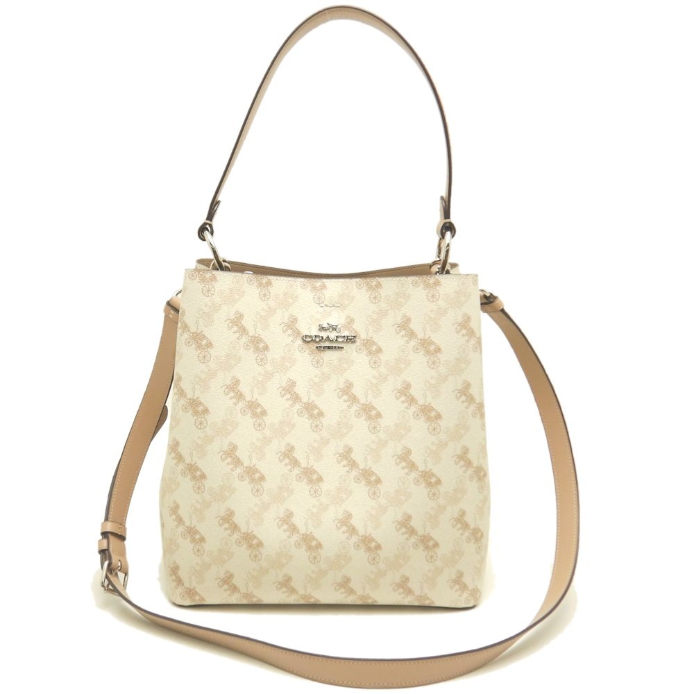 タウンバケット ホース＆キャリッジ A2081 ショルダーバッグ PVCxレザー ベージュ レディース /253143【中古】