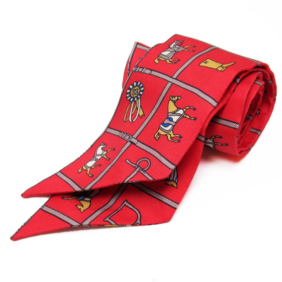 エルメス HERMES スカーフ ツイリー シルク レッド/マルチカラー w0116f