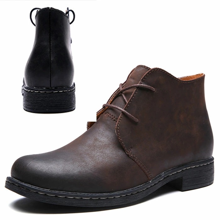 デザートブーツ 本革 メンズブーツ バイクブーツ 2ホール 5.5cm ヴィンテージ ブラック ブラウン 秋用 冬 レースアップ チャッカブーツ 4.5cm 柔らかい おじ靴