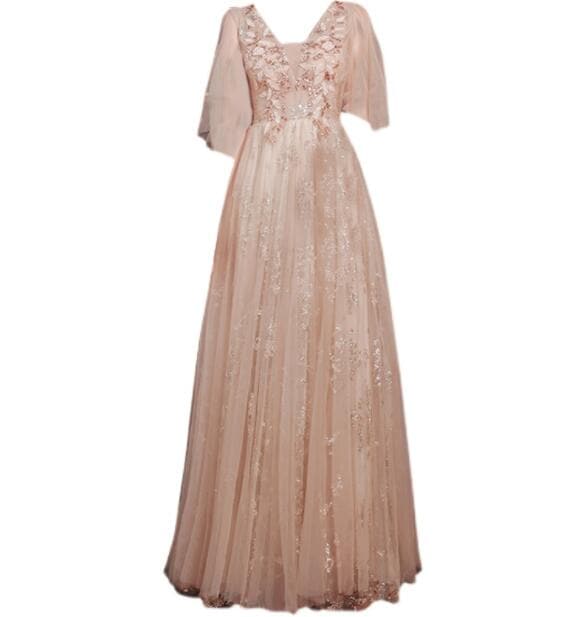 ロングドレス　刺繡　カラードレス　パーティードレス　花嫁　二次会　演出　結婚式　ウェディングドレス