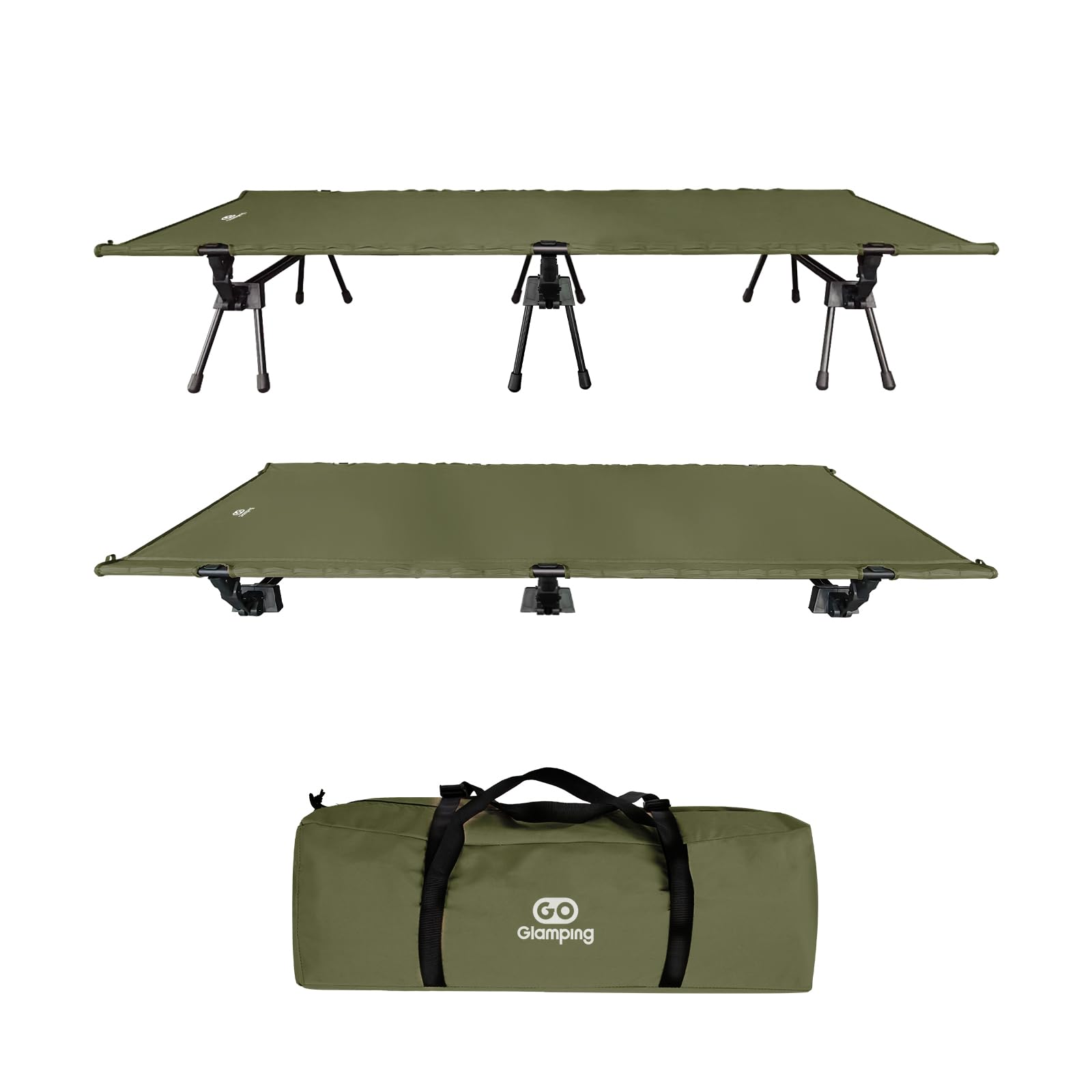 GOGlamping YUMEMI コット2WAY キャンプ コット ワイド ソロ ハイ/ロー切替 折り畳みベッド 高強度1000Dオックスフォード 折りたたみベッド キャンプ 耐荷重約150kg 安