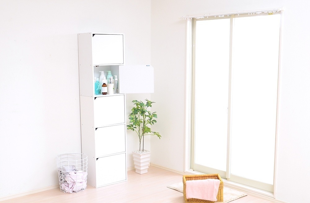 カラーボックス ラック 棚 木製 おしゃれ ナチュラルモダン すき間 隙間収納 サイドボード キャビネット 扉付き 省スペース 5段