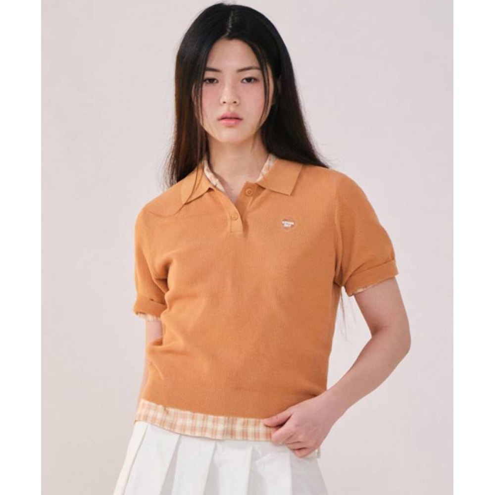 COVERNAT 女性用ベーシックワッフルカラーニットディープサーモン