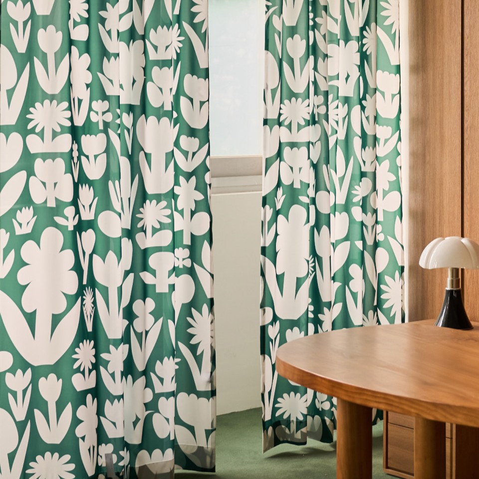 ソフトシフォンカーテン BLOOM BUDDY 公式正規品 カーテン デザインカーテン 感性インテリア 可愛い 韓国雑貨 韓国インテリア