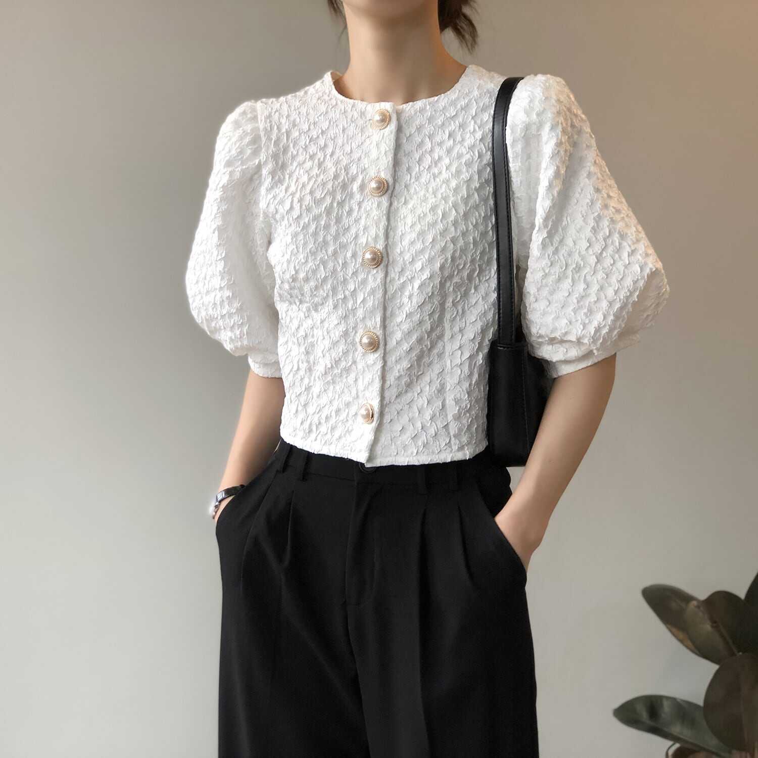 トップス カットソー 白トップス 袖あり 半袖 かわいい 大人可愛い きれいめ シンプル カジュアル おしゃれ 柄 春 夏 秋 10代 20代 30代 40代 オフィス OL 通勤 学生 通学 お出か