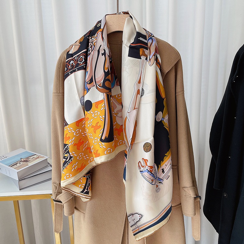 秋冬桑蚕糸大スカーフ旅行大ストールマフラー多機能レディースシルクスカーフ 5,603円