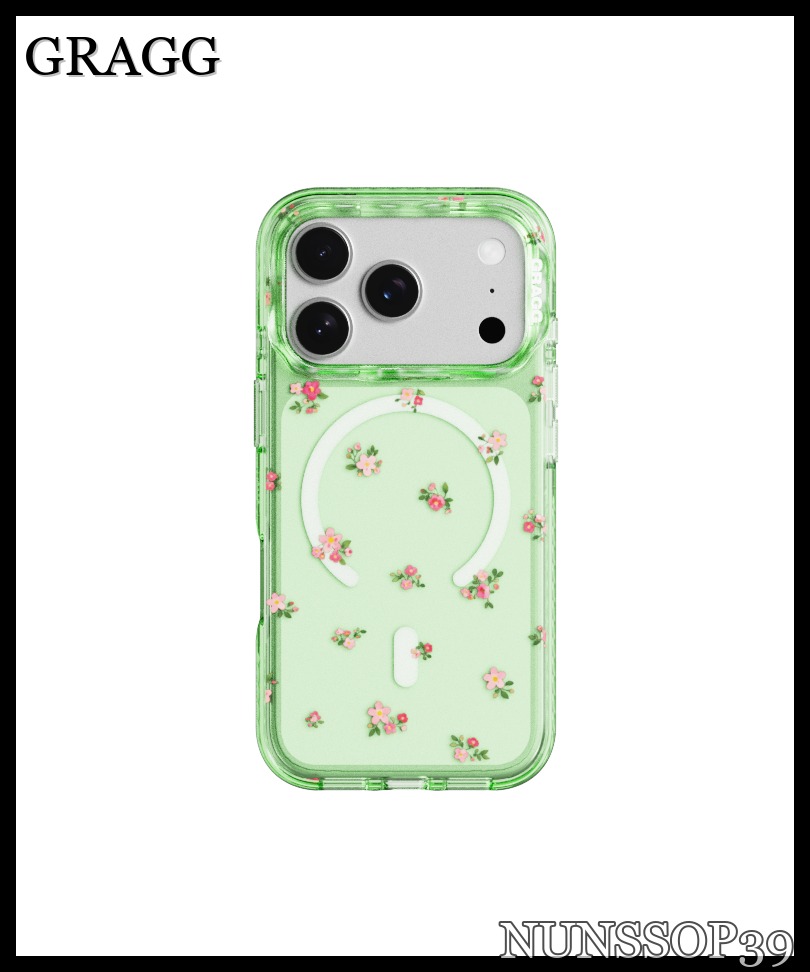GRAGG MAGSAFE LAYERS FRAME CASE CLEAR GREEN - SOFT BLOOM