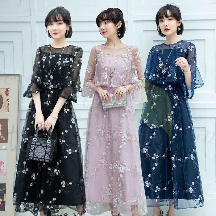 新作 ワンピースドレスパーティードレス 結婚式 ワンピース 大きいサイズ フレア袖 20代 30代 40代 フォーマル