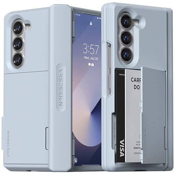 Galaxy Zフォールド6 自動 ヒンジ保護 カード収納可能 パステルトーン ケース モダン 高